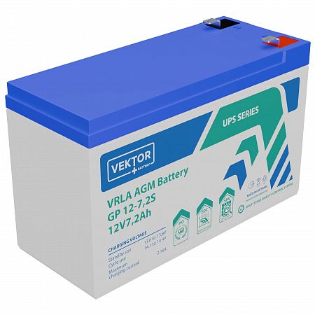 Купить Аккумуляторная батарея VEKTOR ENERGY GP 12-7.2S 12В 7.8Ач AGM F2 для ИБП в Екатеринбурге